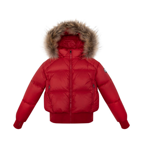 Ellabee Red Bomber with Natural Fur